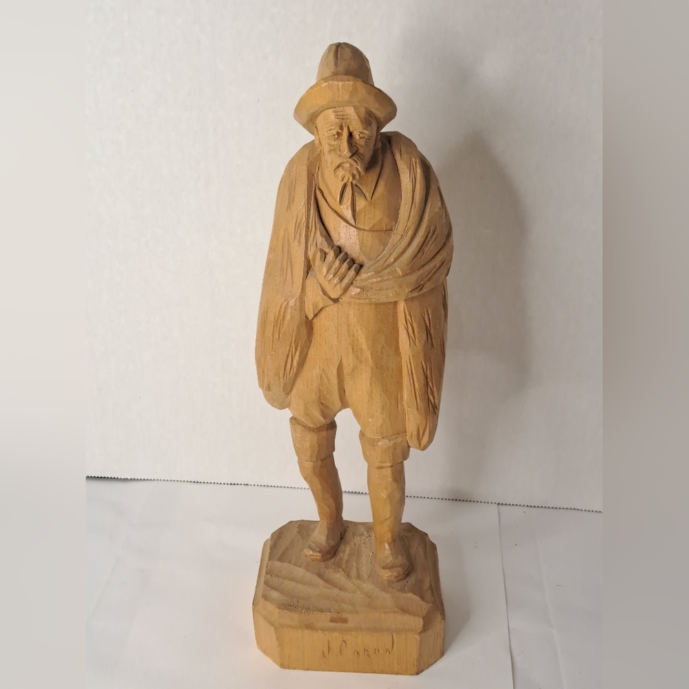 Caron Folk Art Quebec Wood Carving Basswood Vintage 1960s-70s